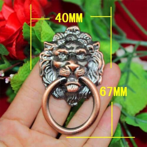67 * 40mm High-grade brushed lion head handles Wardrobe cupboard door pull ring Home Improvement Hardware pull buckle