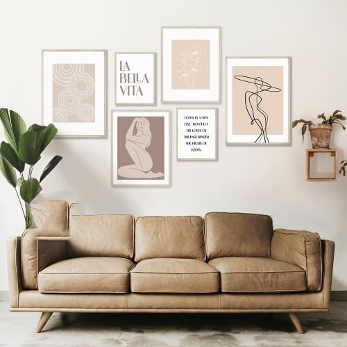 Abstract Painting Line Woman Body Canvas Print Goblet Poster Minimalist Wall Art Posters Boho Wall Pictures Living Room Decor