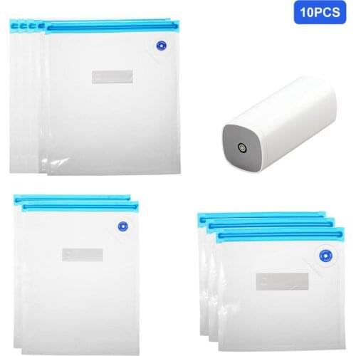 Automatic Compression Vacuum Pump with 10PCS BPA-free Vacuum Sealer Bags Food Storage Saver Bags Mini Electric Handheld Pump