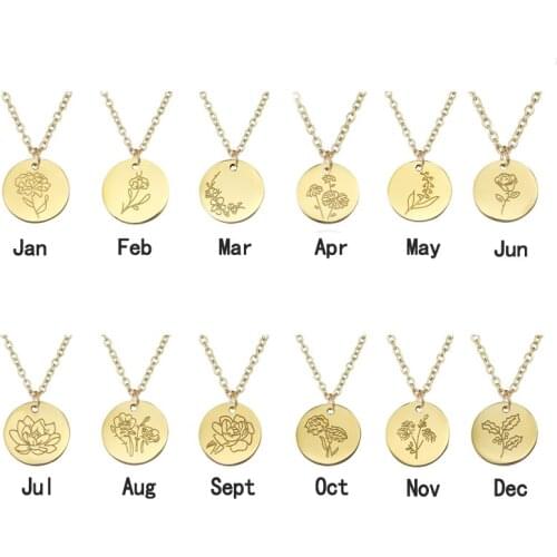 Danity Birth Flowers Necklace Flora Collection Poppy Gold Color Pendant Necklace Women Jewelry Gift for Bridesmaid Women Gifts