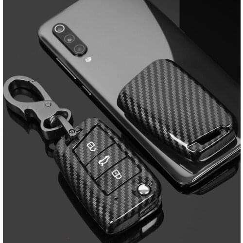 ABS Carbon Black Car Key Case Cover Chain For VW Golf Bora Jetta POLO Golf Passat Skoda Octavia A5 Fabia SEAT Ibiza Leon Tiguan