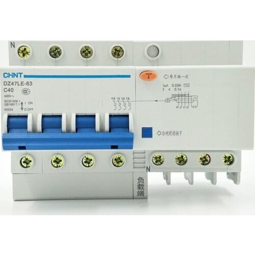 CHINT DZ47LE-63 4P C40A 30mA Earth Leakage Circuit Breaker/Residual Current Operated Circuit Breaker