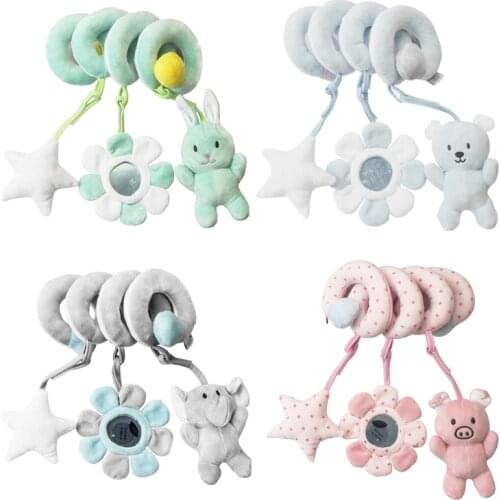 Baby Bed Hanging Toy Hanging Spiral Rattle Cart Pendant Interactive Early Education Tool Newborn Stroller for 0-3 Years Old