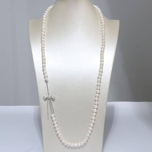 Jewelry 28" 7-8mm Natural Similar Round White Pearl Long Necklace