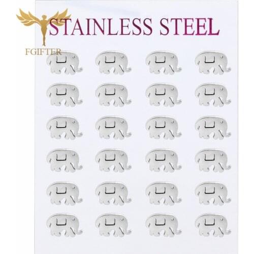 FGifter Lucky Men Earring Elephant Stud Earrings Stainless Steel Jewelry Ethnic Animal Style Women Men Earring