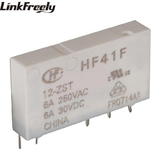HF41F 12-ZST 5 Pin PCB Micro Voltage Relay Switch Module 12V DC In 250VAC/30VDC 6A Output,Smart Auto Electromagnetic Relay Bank