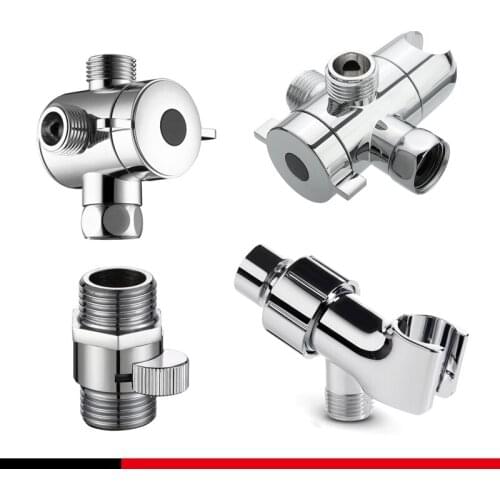 Chrome 3 Way Tee Connector Shower Head Diverter Valve G1/2 Three Function Switch Adapter Valve Adjustable Shower Arm Mounted