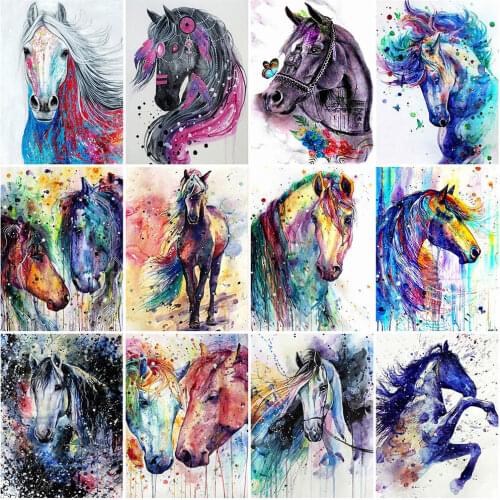 HUACAN 5D Diamond Embroidery Horse Picture Of Rhinestone Full Square Diamond Painting Animal Diamond Mosaic Handicraft Wall Art