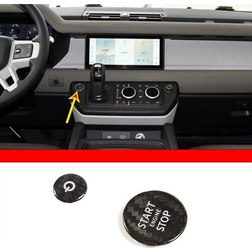 Real Carbon Fiber Car Engine Start Button Protective Cover Stop Switch Sticker for Land Rover Defender 2020-2022 Auto Parts