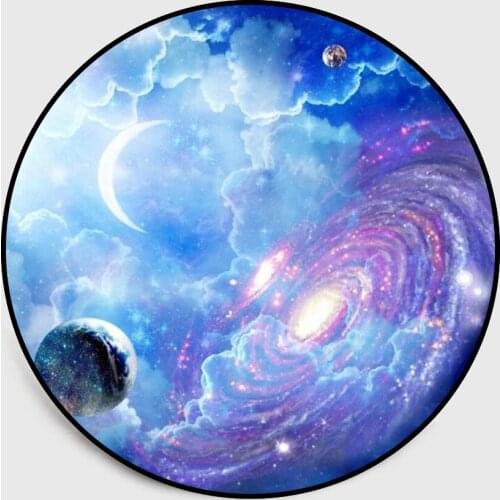 Nordic Trend Round Suede Carpets Living Room Bedroom Mat 3D Color Planet Earth Moon Rugs 40/60/80/100/120/140/150/160cm Fashion