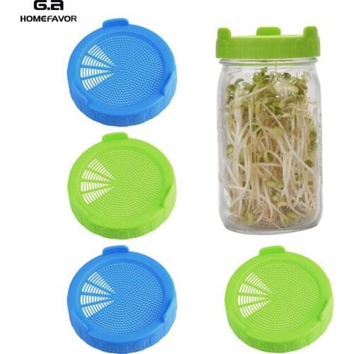 Sprouts Lids Set Seed Growing Cover Garden Food Grade PP Germination Sprouting Lid Shell Mason Jars With Silicone Sealing