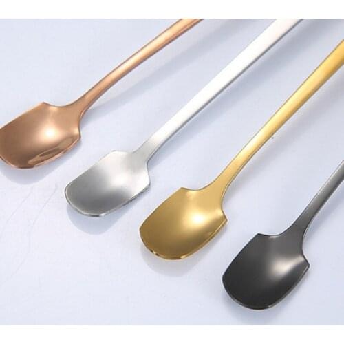 Long Handle Coffee Tea Stirring Spoon Stainless Steel Ice Cream Dessert Spoons Mug Spoon Home Kitchen Bar Supplies Drinkwear