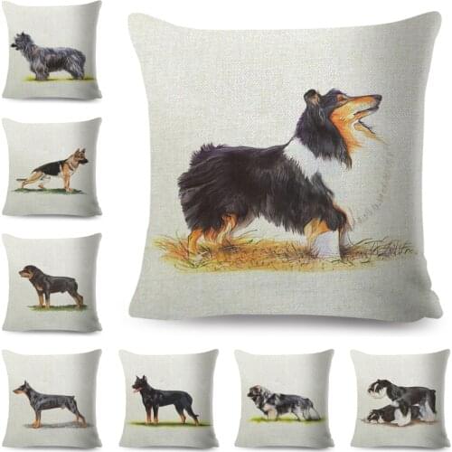 Cute Cartoon Dog Pillowcase Decor Pet Animal Shepherd Corgi Papillon Cushion Cover for Sofa Home Car Polyester Pillow Case