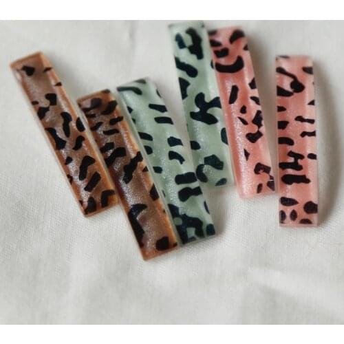 Early autumn model girl leopard print resin long arc patch DIY handmade earring accessories hairpin jewelry material