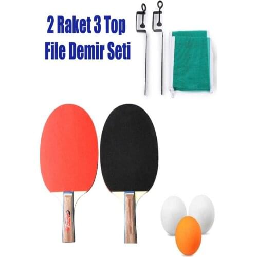 Table Tennis Racket Set Fishnet Iron 2 Racket 3 Ball Set