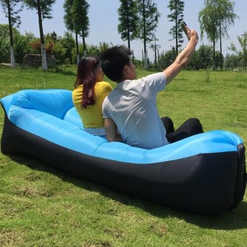 Lazy Pillow Waterproof Lazy Inflatable Sofa Portable outdoor beach air sofa bed Sleeping bag bed Oxford cloth 240*70cm