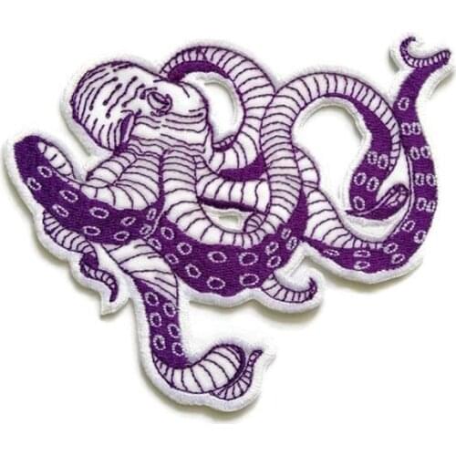 Octopus Embroidery Patches Iron on Patches for Clothes Appliques Ocean Animal Marine Embroidered Sewing on Badges Cartoon