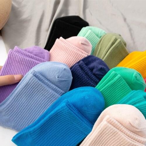 Candy Colors Spring Socks For Women Solid Ankle Socks Basic Style Colorful Cloth Accessories Femme Footwear Hosiery