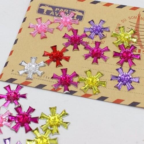 New 50pcs 17MM Multicolour Snowflake Shape Acrylic Rhinestones Beads Craft Flatback For Art Scrapbooking/DIY Decoration