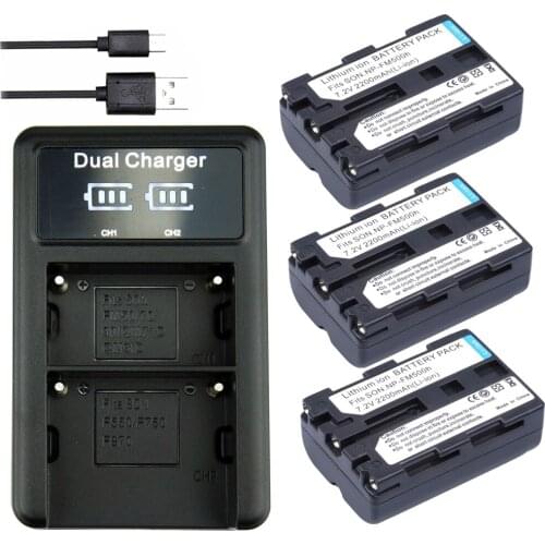 NP-FM500H battery NP-FM50 F970 charger + LED Dual charger for Sony A200 A200K A200W A300 A350 A450 DSLR Camera