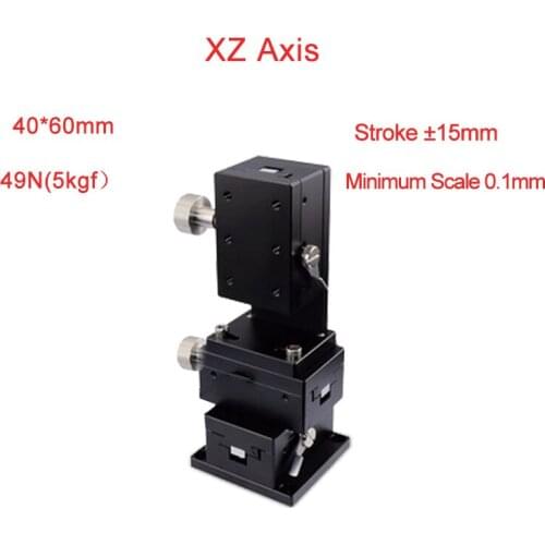 XZ Axis 40*60 Manual Displacement Platform Micrometer Sliding stage Steel ball guide PLWE4060