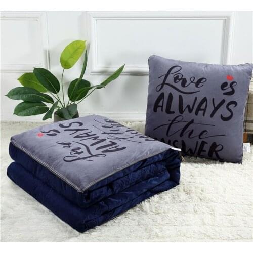 Blankets and Throw Pillow Quilt Dual-use Thick Coral Fleece Office Cushion Sofa Nap Folding Blanket Car Cushions Home Decor