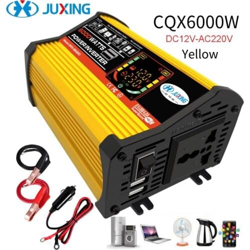 JUXING 6000W Inverter Car Power Converter Adapter DC 12V to AC110V/220V Modified Sine Wave Power Charger Use for Vehicle, Home