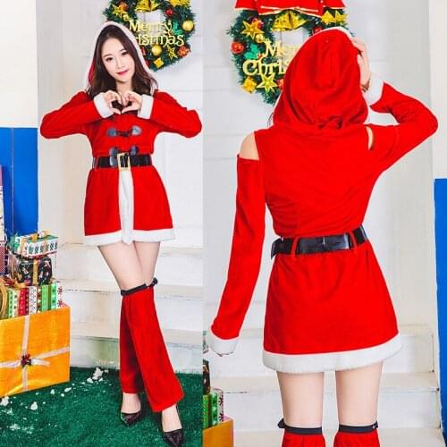 Christmas suit with hooded jacket Santa Claus acting costume cosplay costume stage performance costume