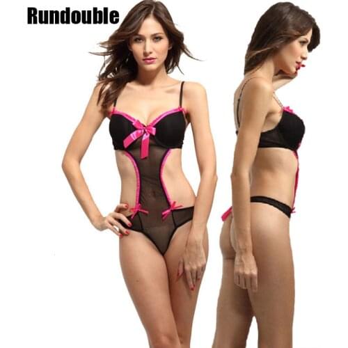 Sexy Lingerie Women Backless Underwear Bra Set Exotic Dresses Hot Cosplay Elastic Teddy Costumes Porno Lace Nightgown Sleepwear