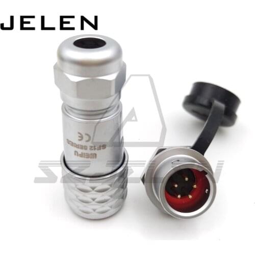 WEIPU SF12 series 12mm round metal waterproof connector 5pin plugs and sockets, IP67, Robot equipment power plug
