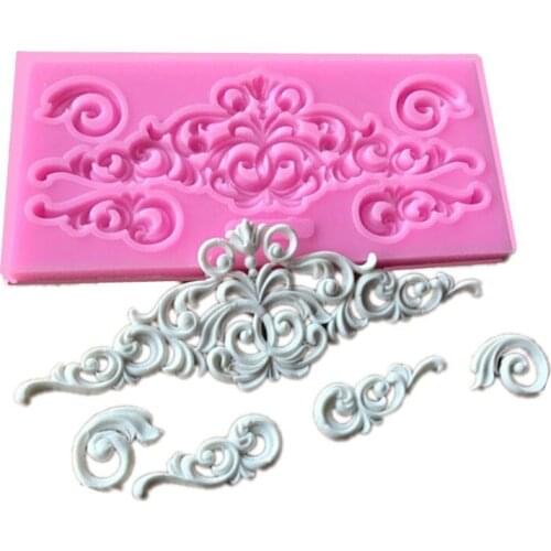 Scrolls Cake Border Silicone Flower Vine Fondant Cake Decorating Tools Cupcake Chocolate Gum Paste Clay Candy Mold Baroqu