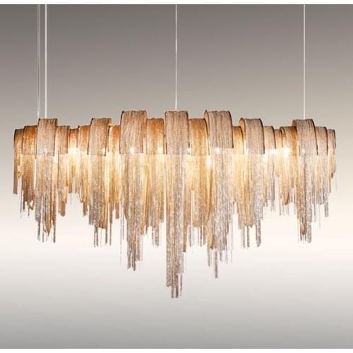 Modern Luxury Tassel Led Chandelier Silver Gold Aluminum Chain G9 Chandelier Lamp Lamparas Lustre New Design Hanglamp