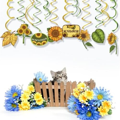 30pcs Baby Shower PVC Sunflower Spirals Happy Birthday Party Dcorations Kids DIY Party Favors Ceiling Sunflower Hanging Swirls