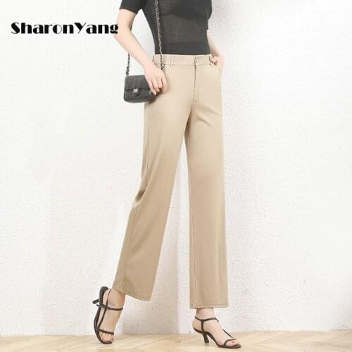 Womens Pants Spring Office Suit Pants Women Plus Size Straight Pants Khaki Loose Ladies Trousers M-9XL Large Size White Gray