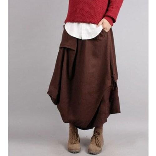 Cheshanf Vintage Solid Color Asymmetry Long Skirt Boho Long Skirts Womens 2018 Summer Style Ladies Skirt Faldas Largas Saias