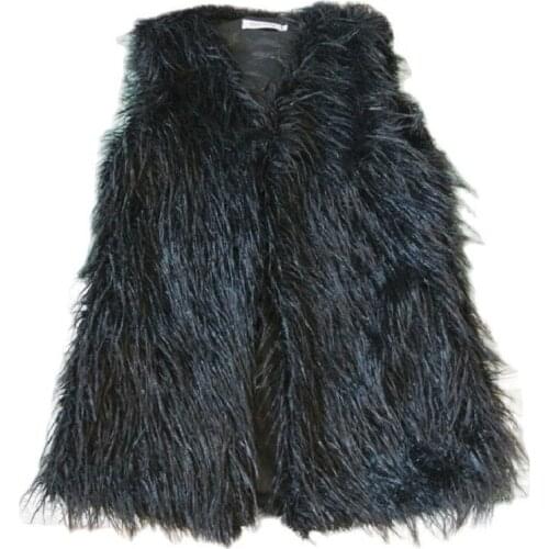 New Fashion Women Winter Cothes long Imitation Mongolia Sheep Fur Vest Faux Fur waistcoat furry Jacket