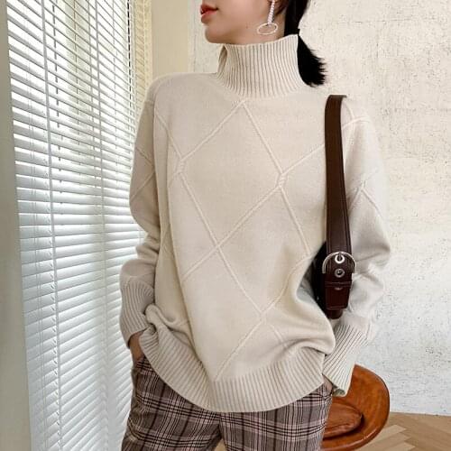 Adishree 2021 woman winter 100% Cashmere sweaters and autumn knitted Pullovers High Quality Warm Female thickening Turtleneck
