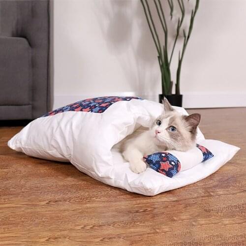 Winter Removable Cat Bed Cat Sleeping Bag Sofas Mat Warm Cat House Small Pet Dog Bed Puppy Kennel Nest Cushion cama gato