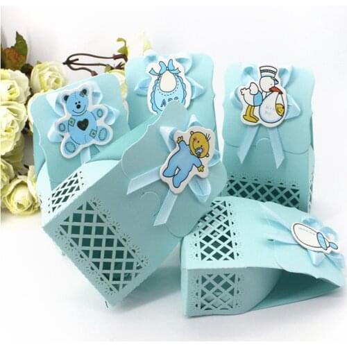 12pcs Baby Shower candy box Event Party Supplies Decoration Cute boy and girl Paper Baptism Kid Favors Gift Sweet Birthday Bag