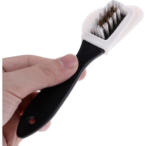 1PCS 3 Side Cleaning Brush And Rubber Eraser Set Black S Shaped Shoes Cleaner For Boot Shoe Useful Suede Shoe Brush