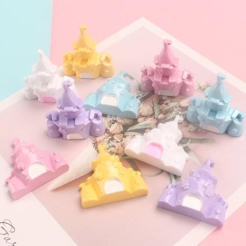 10Pcs Flatback Castle Flat back Resin Cabochons Embellishments Craft Phone Decoration DIY Hair Accessories Scrapbooking 35*31mm