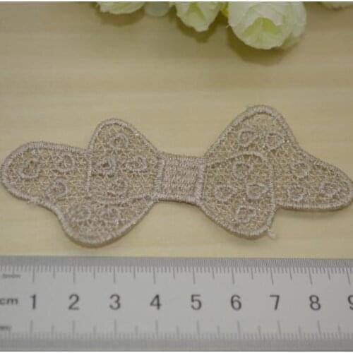 100pcs Bowknot Embroidered Gold Lace Patches Costura Motif Hat Bag Headwear Appliques Decoration Accessory Parches Bordados