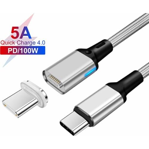 100W Magnet Wire Type C to Type C Fast Charging for Xiaomi Huawei P40 Samsung Galaxy PD MacBook Pro USB Cable for Redmi Note 9 8