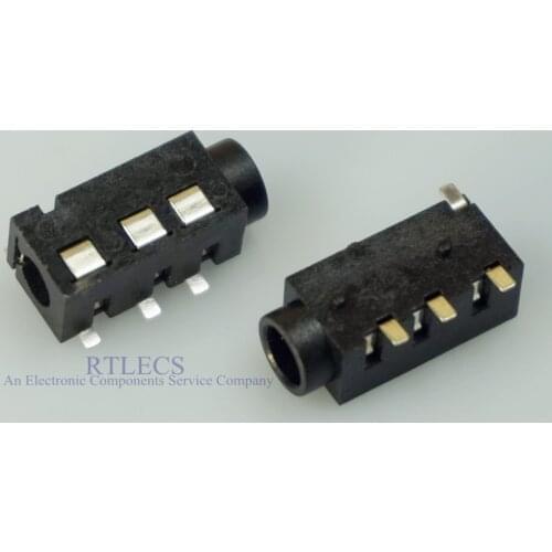 1000pcs Phone Jack 3.5mm 4 pin stereo socket for 4 pole audio plug SMT PCB reflow solderable right angle DC30V 0.5A