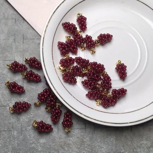 2Pcs 15*9MM Crystal Stone Purple Grapes Charms For DIY Making Earrings Necklace Bracelet Jewelry Findings Accessories