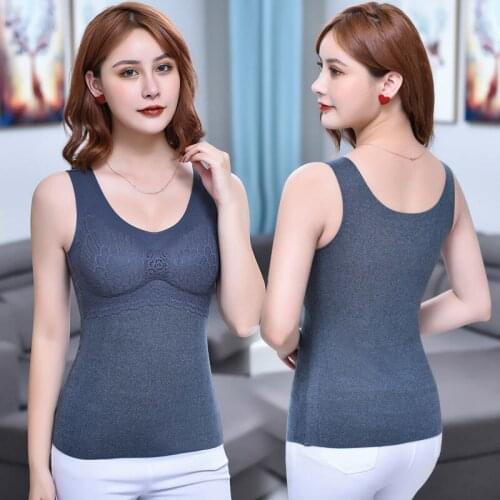 Women 2021 New Autumn Winter Fashion Thicken Warm Vest Tops Female Plus Size Slim Vest Tops Ladies Solid Color Lace Tops D449