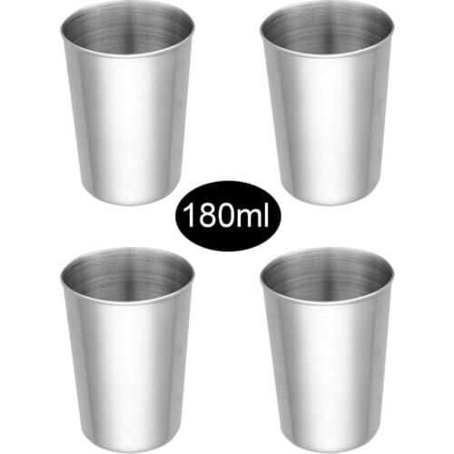 4pcs Stainless Steel Pint Cups 180/320ml Capacity Unbreakable Drinking Tea Coffee Cup Mugs Drinkware Wine Tumbler Pint Glasses