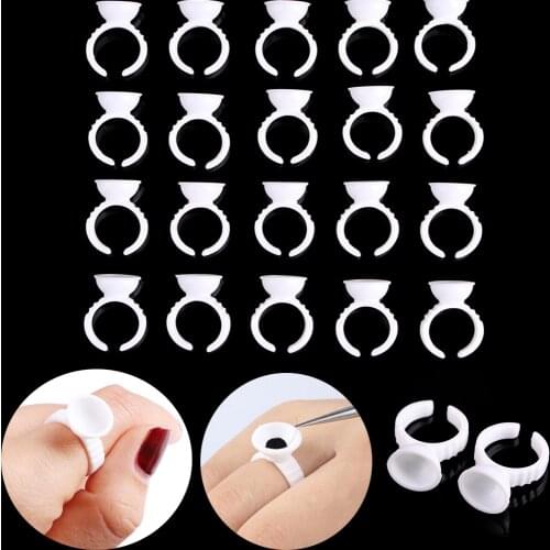 50 Pcs Eyelash Extension Glue Ring Adhesive Eyelash Pallet Holder Set Disposable Makeup Kit Tool New Grafting Eyelash Tool