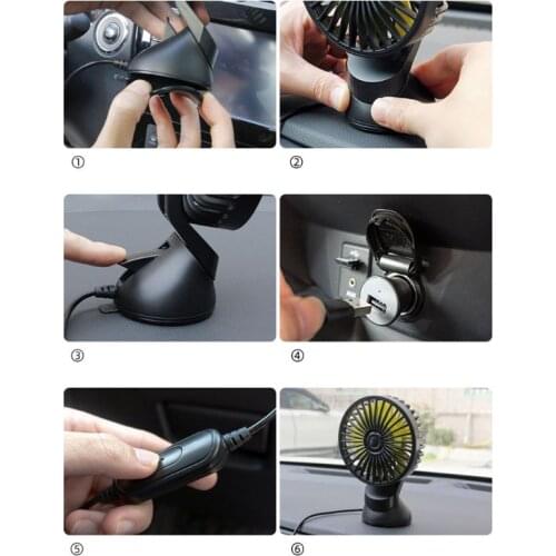 Suction Cup Single Head Car Fan Three Speed Control USB Fan for SUV Boat Office LX9B