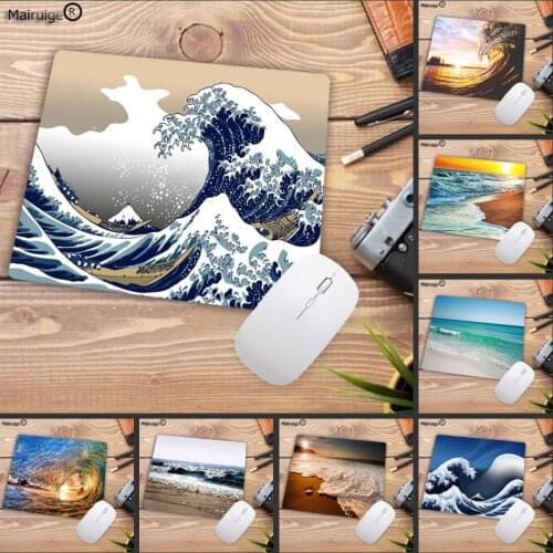 Mairuige Big Promotion Beach Sea Waves Customized MousePads Computer Laptop Keyboards Mat Rubber Gaming Mousepad Desk Mat
